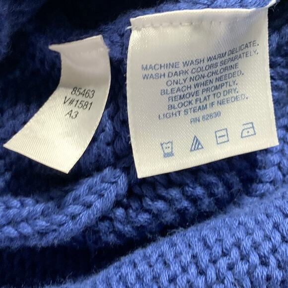 Lands End L Mens Snowflake Moose Chunky Cable Knit Crewneck Sweater Vintage 90s - Picture 8 of 9